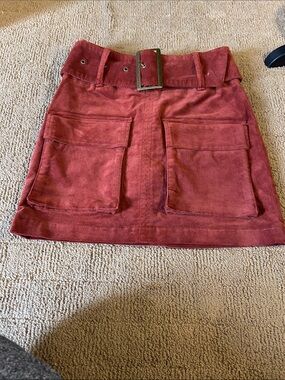 Chelsea & Violet Rust Suede Mini Skirt with Belted Waist